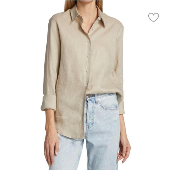 Tahari Light Blue Linen Relaxed Button Down Shirt Coastal Grandma Aesthetic XL - Picture 14 of 15